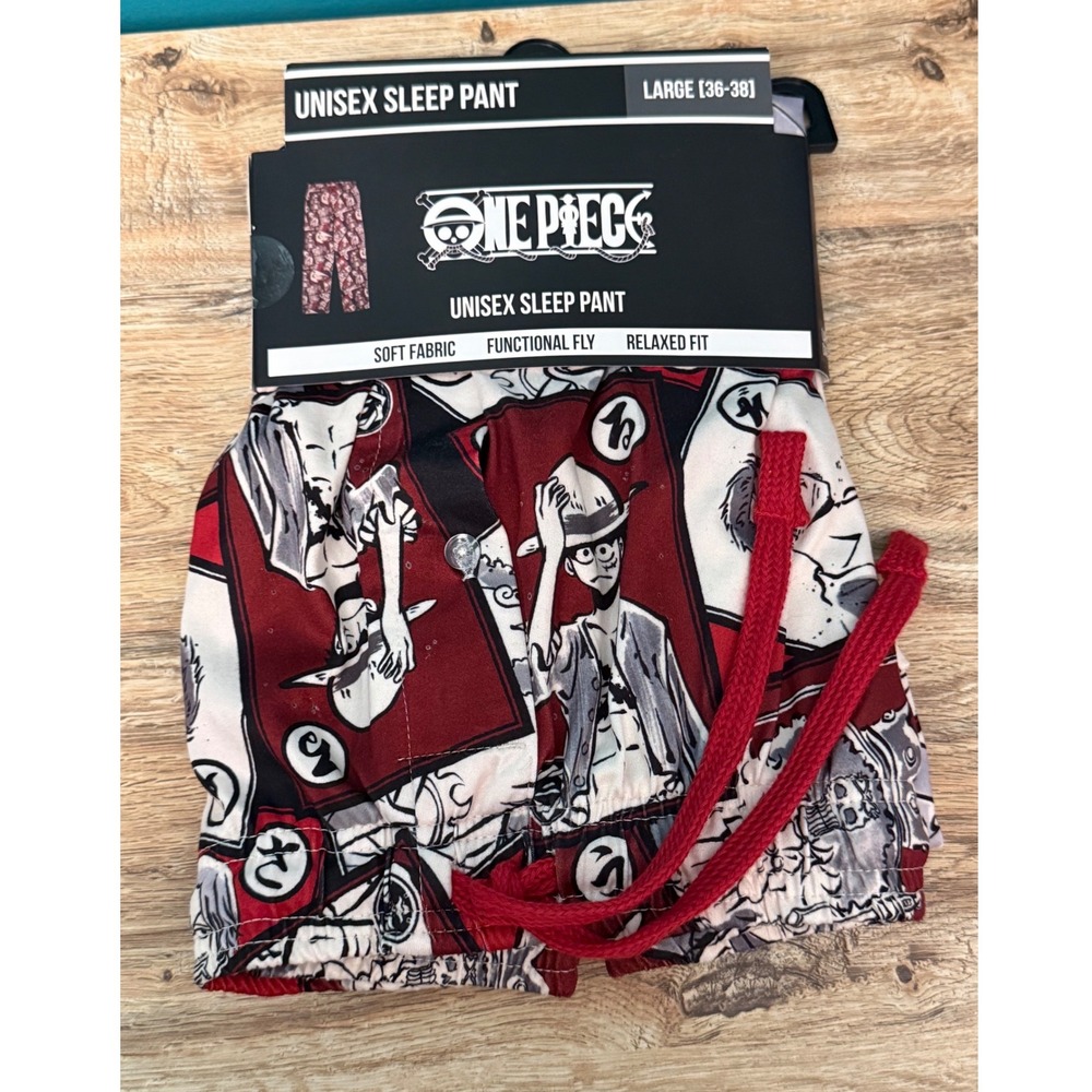 One Piece Anime Sleep Pants Large 36-38 Luffy Red Lounge Pajama Pants NWT Unisex